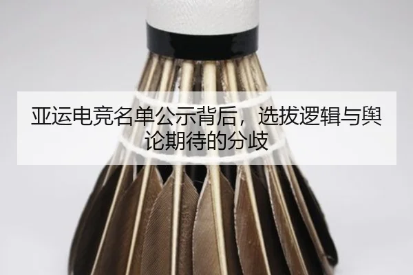 亚运电竞名单公示背后，选拔逻辑与舆论期待的分歧
